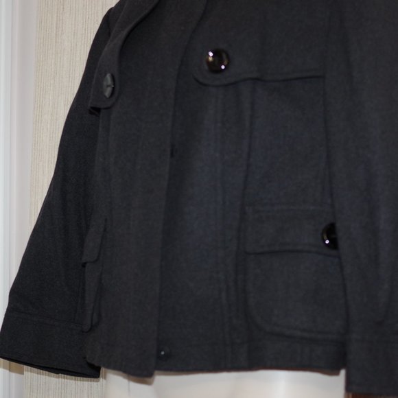 per se Gray wool cashmere blend cropped bomber jacket size 12 - Picture 7 of 10